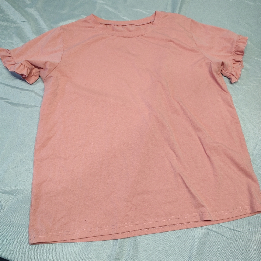 Pink Ruffle Sleeve T-Shirt Size XL